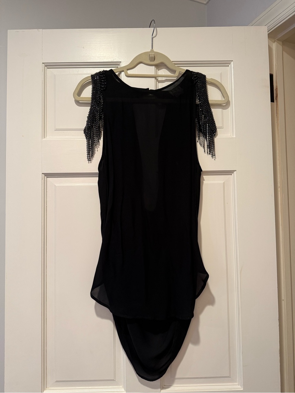 Haute Hippie Black Sleeveless Top with Label Detail